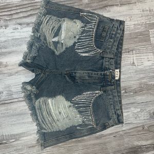 Brand new POL rhinestone, jean shorts,